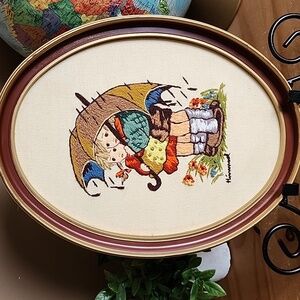 Vintage Hummel Crewel Embroidery Art Framed